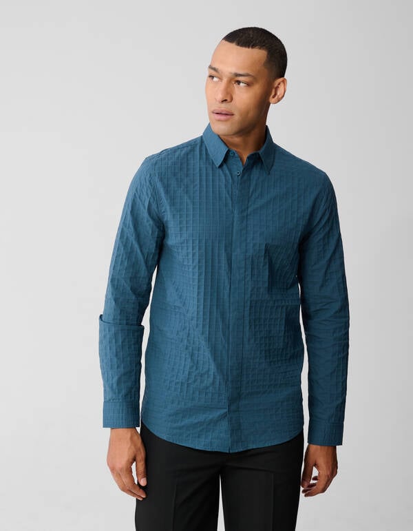 Cube Structuur Overhemd Donkergroen SHOEBY MEN