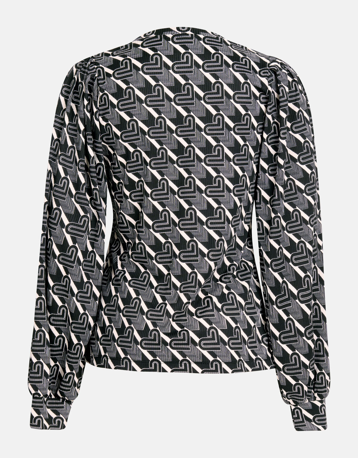 Printed Rib Longsleeve Zwart/Wit SHOEBY WOMEN