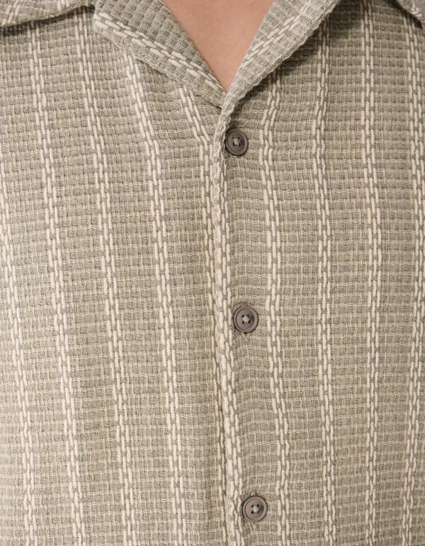 Geweven Stripe Overshirt Lichtgroen SHOEBY MEN