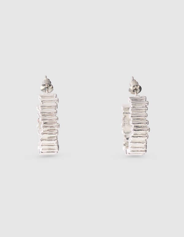Striped Hoop Oorbellen Zilver SHOEBY ACCESSOIRES