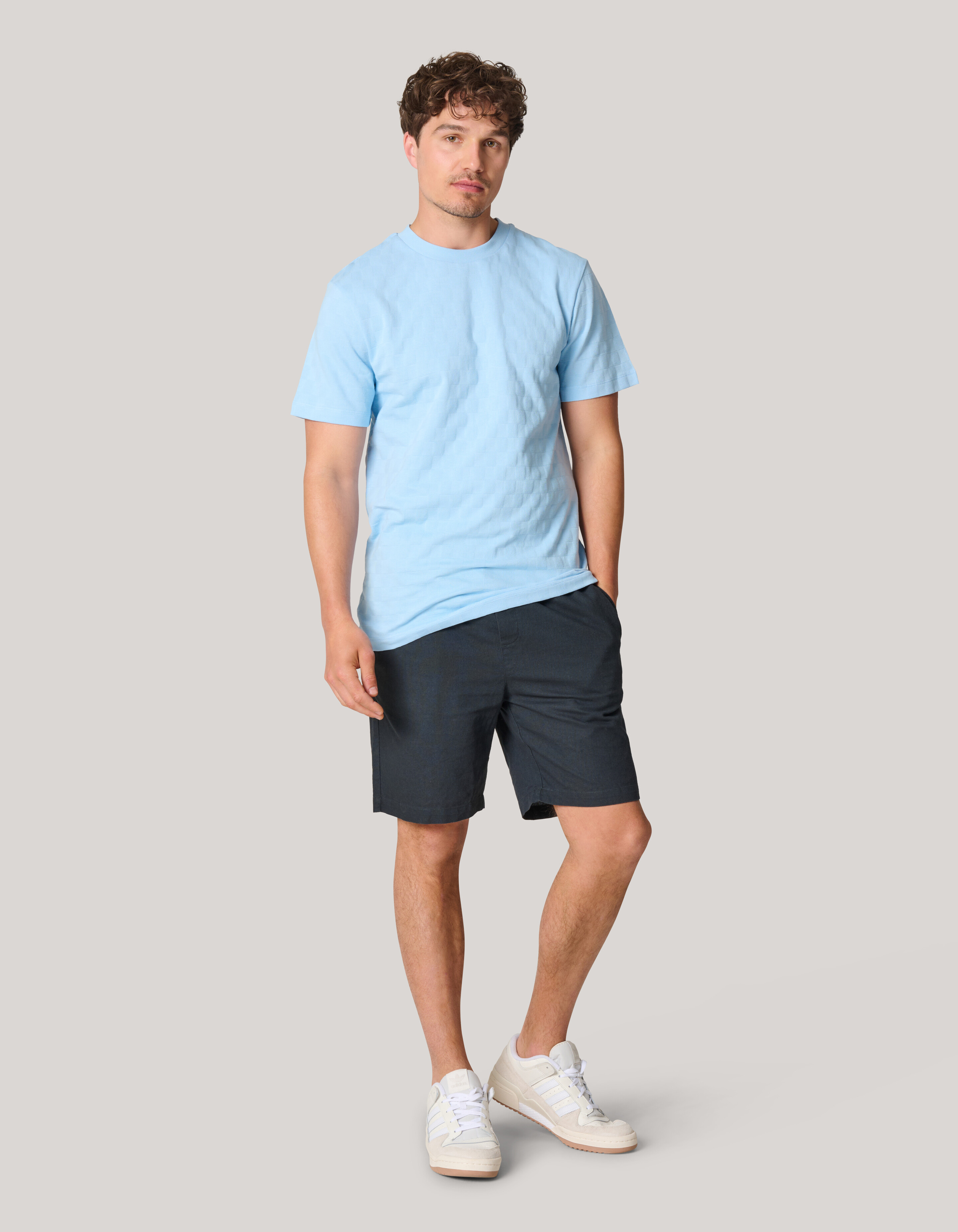 Block Structuur T-shirt Lichtblauw SHOEBY MEN