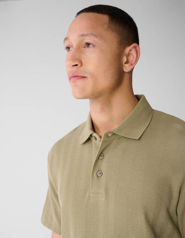 Waffle Stripe Polo Khaki SHOEBY MEN