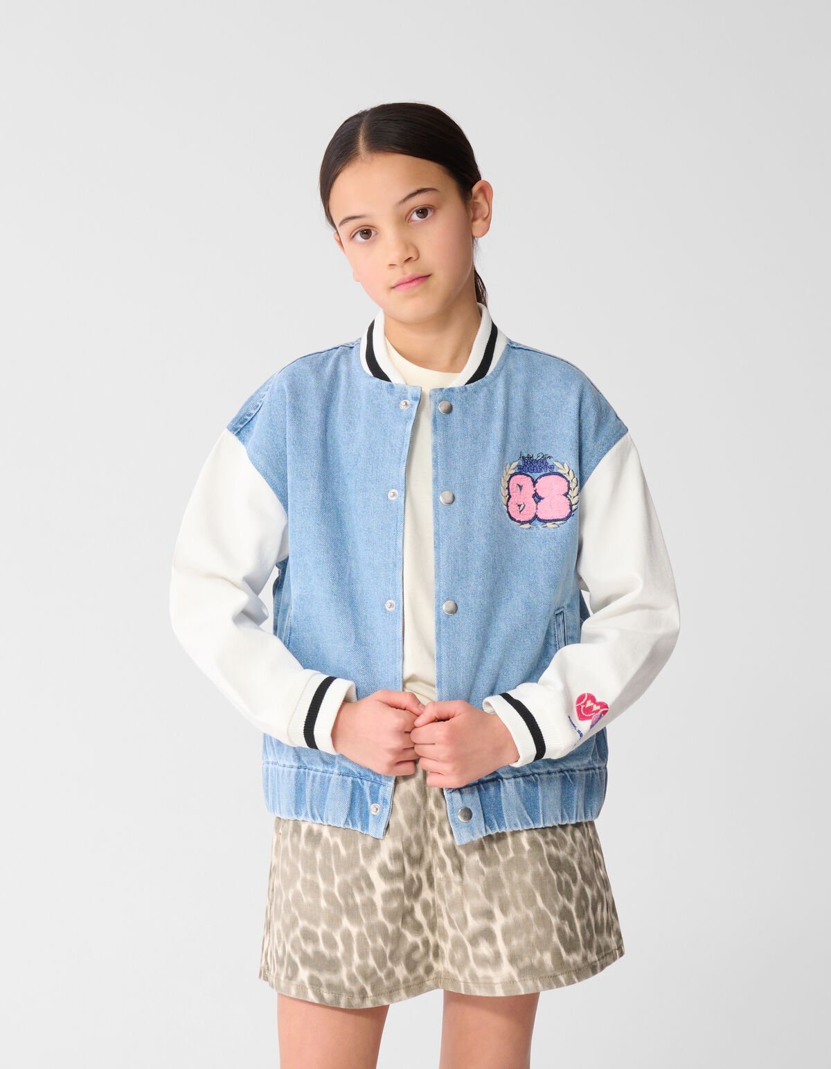 Varsity Denim Bomber Jack Blauw SHOEBY GIRLS