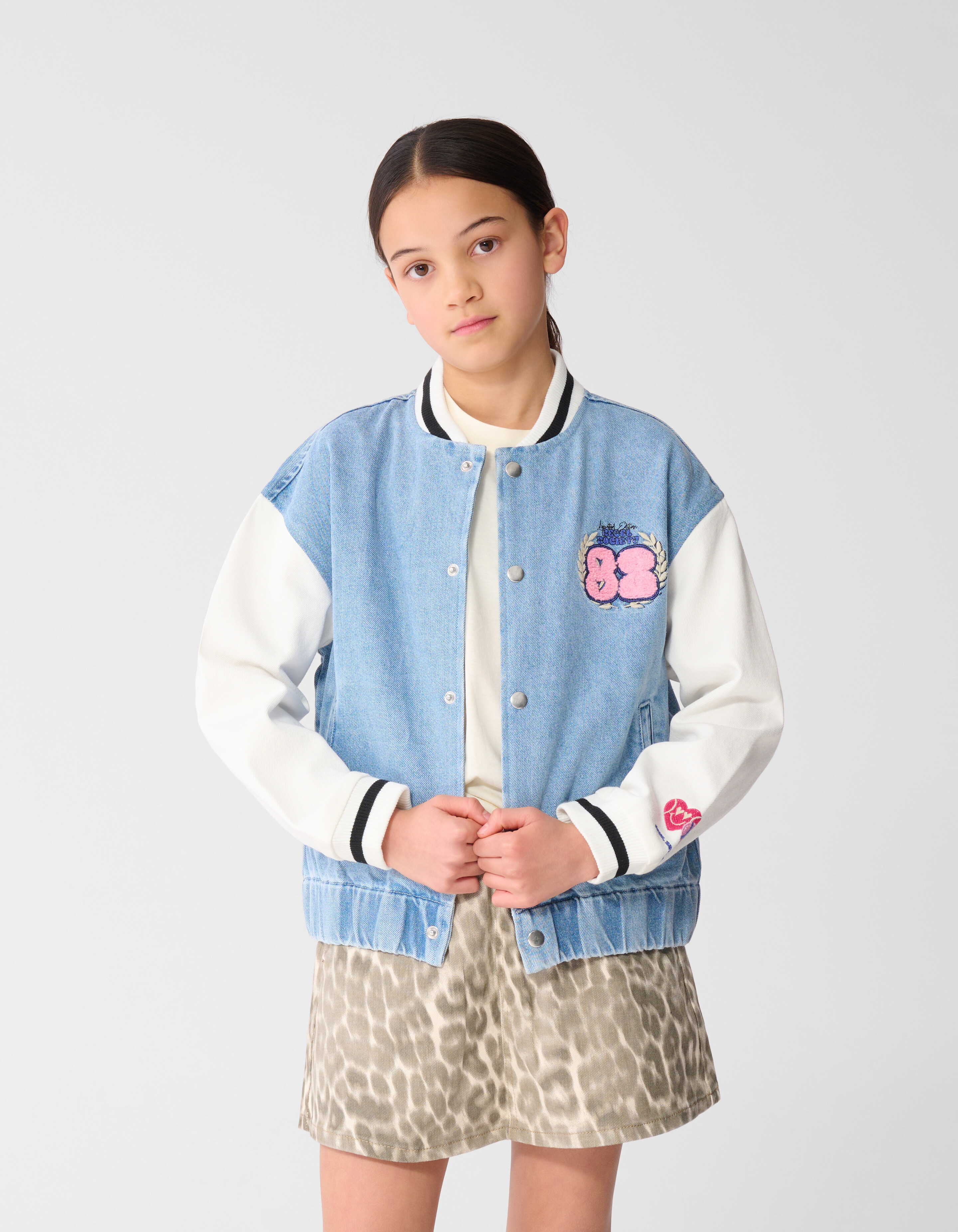 Varsity Denim Bomber Jack Blauw SHOEBY GIRLS