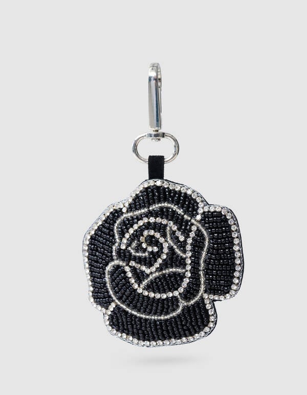 Beaded Flower Bagcharm Zwart SHOEBY ACCESSOIRES