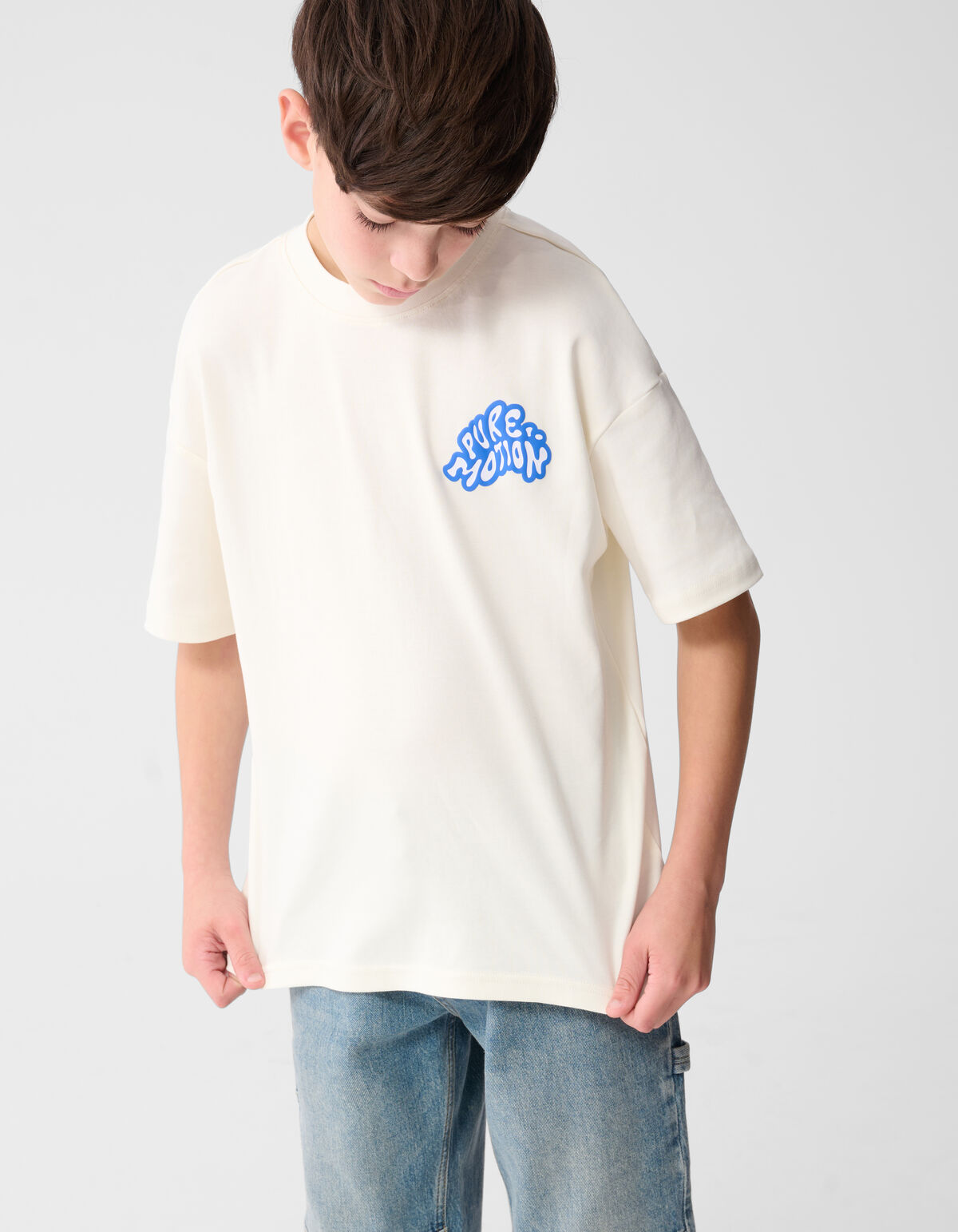 Motion Artwork T-shirt Gebroken Wit SHOEBY BOYS