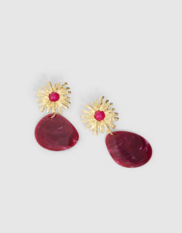 Flower Oval Oorbellen Donkerrood SHOEBY ACCESSOIRES