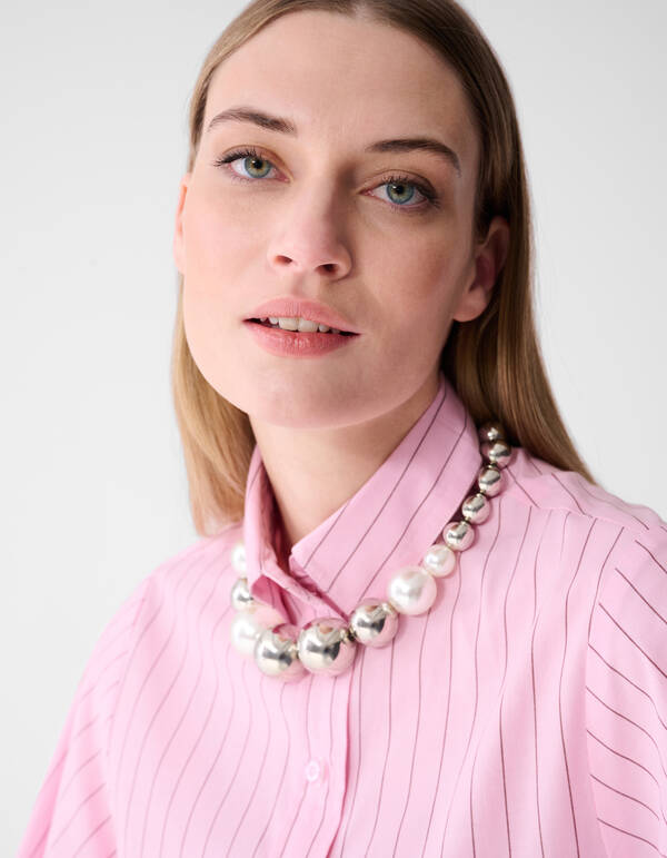 Poplin Pinstripe Artwork Blouse Roze SHOEBY WOMEN