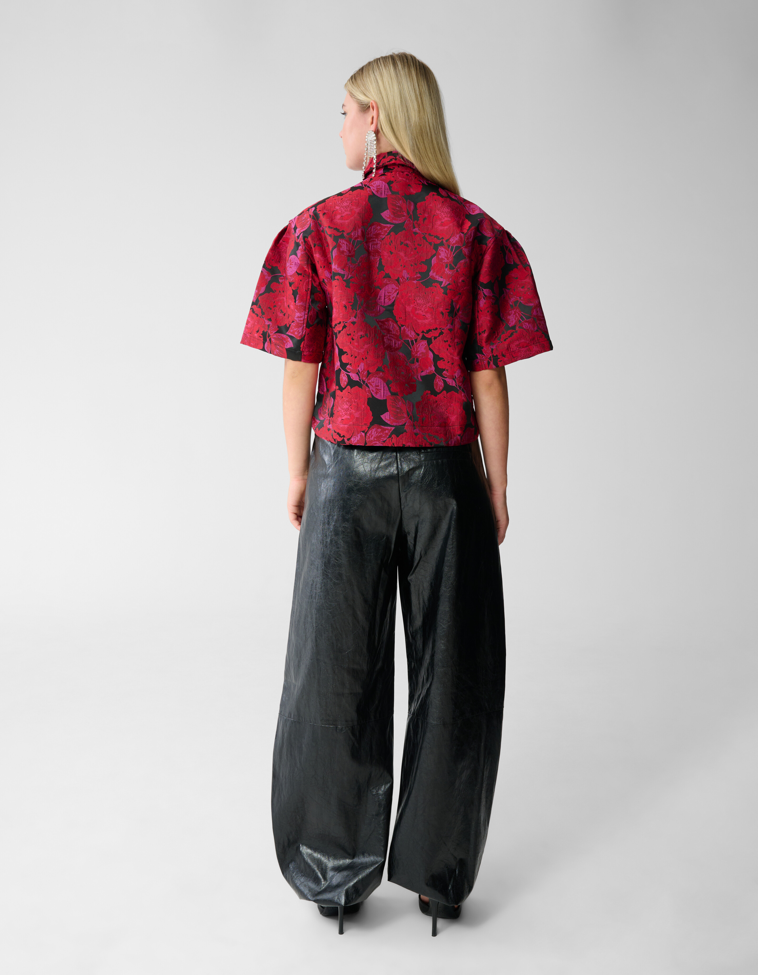 Rose Jacquard Blouse Donkerrood SHOEBY WOMEN