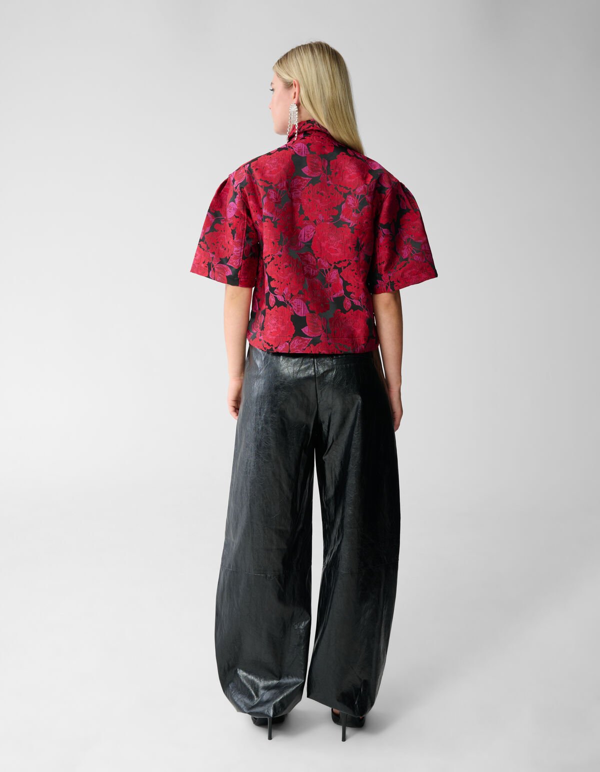 Rose Jacquard Blouse Donkerrood SHOEBY WOMEN