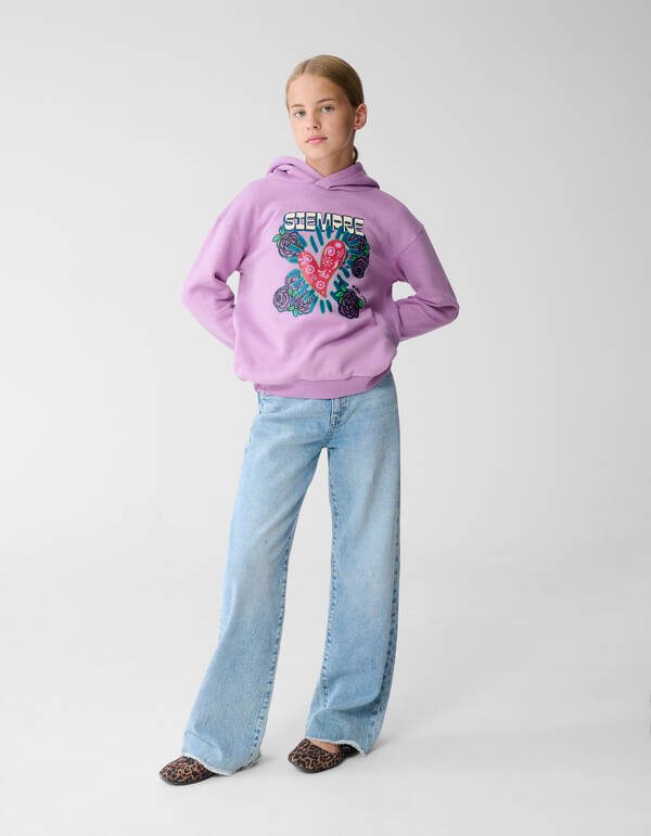 Rose Artwork Hoodie Paars SHOEBY GIRLS