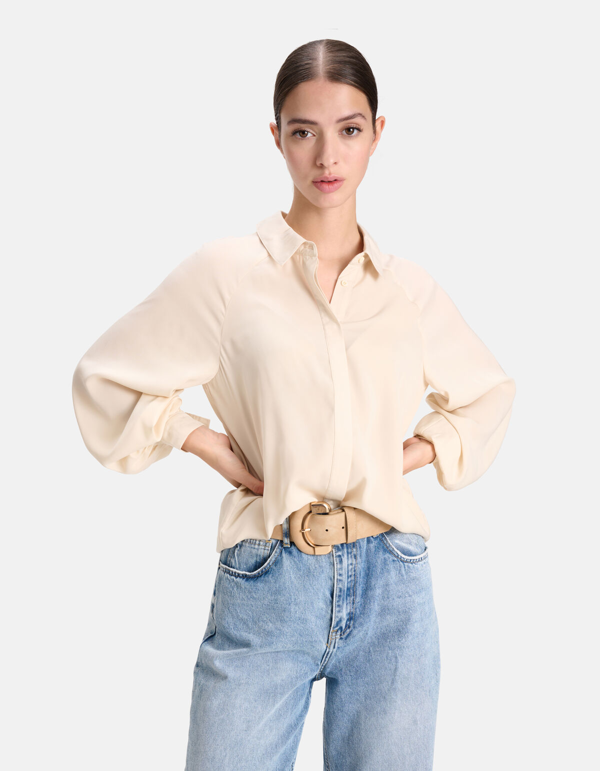 Soepelvallende Blouse Gebroken Wit SHOEBY WOMEN