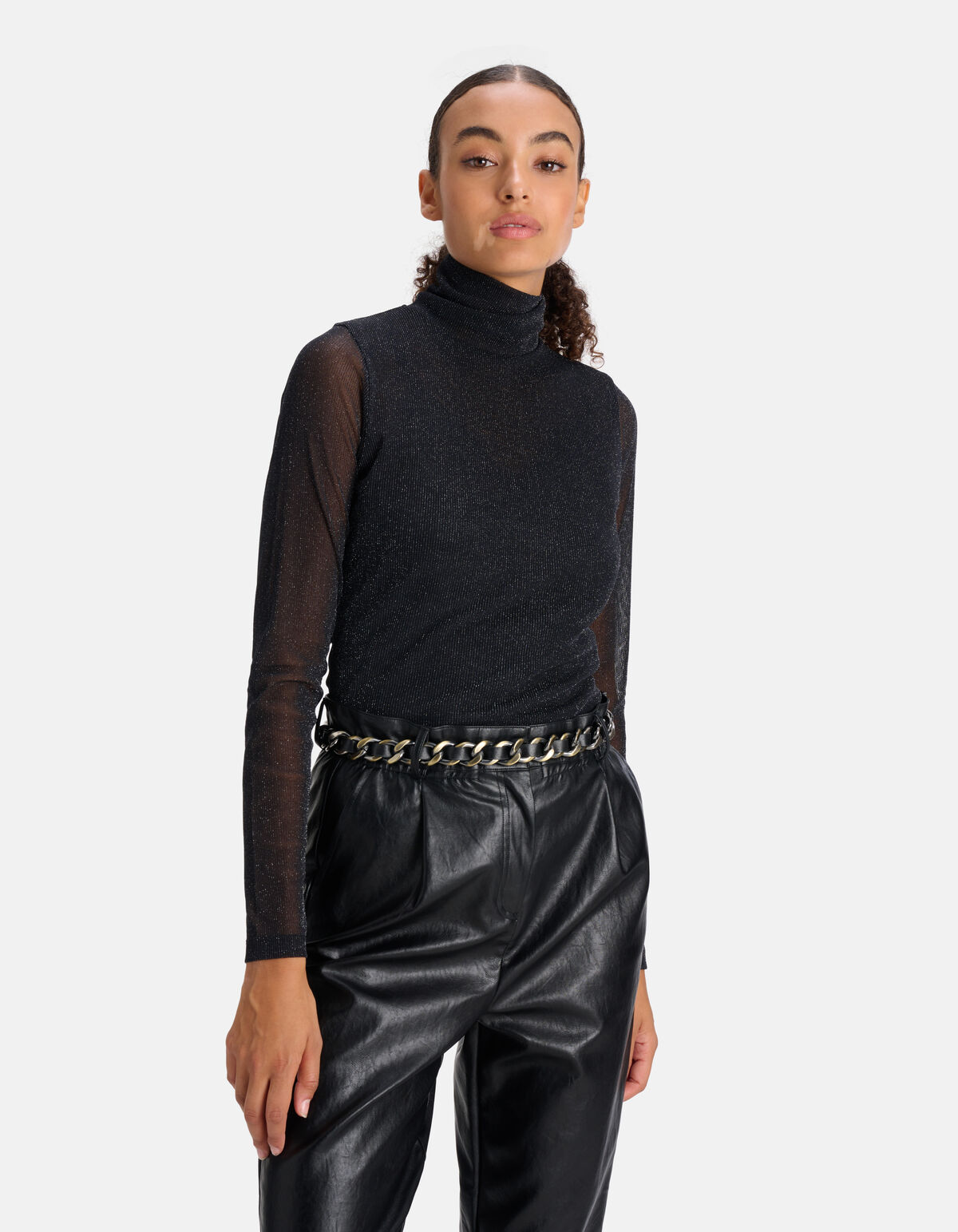 Lurex Mesh Top Zwart SHOEBY WOMEN
