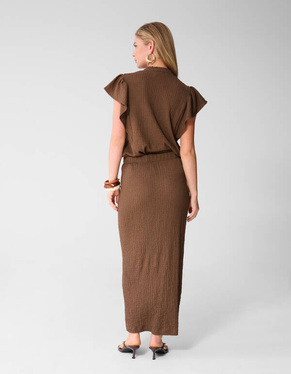 Crinkle Maxi Rok Bruin SHOEBY WOMEN