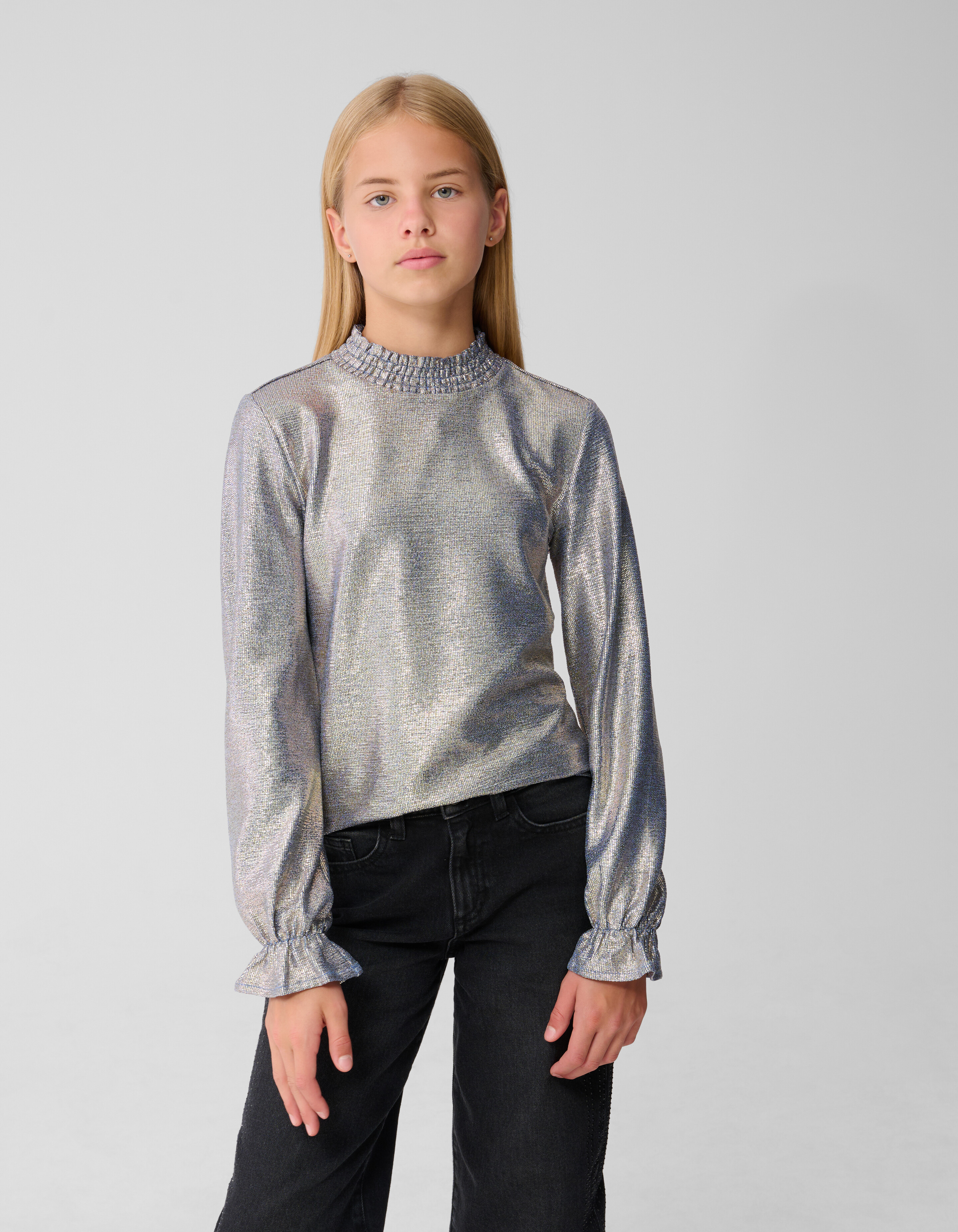 Metallic Longsleeve Top Blauw/Zilver SHOEBY GIRLS