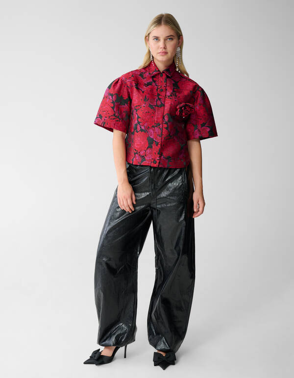 Vegan Leren Barrel Fit Broek Zwart SHOEBY WOMEN