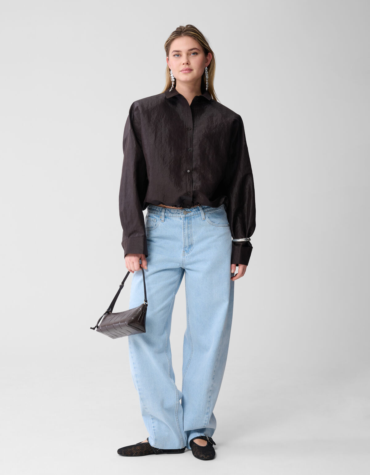 Croco Blouse Donkerbruin SHOEBY WOMEN