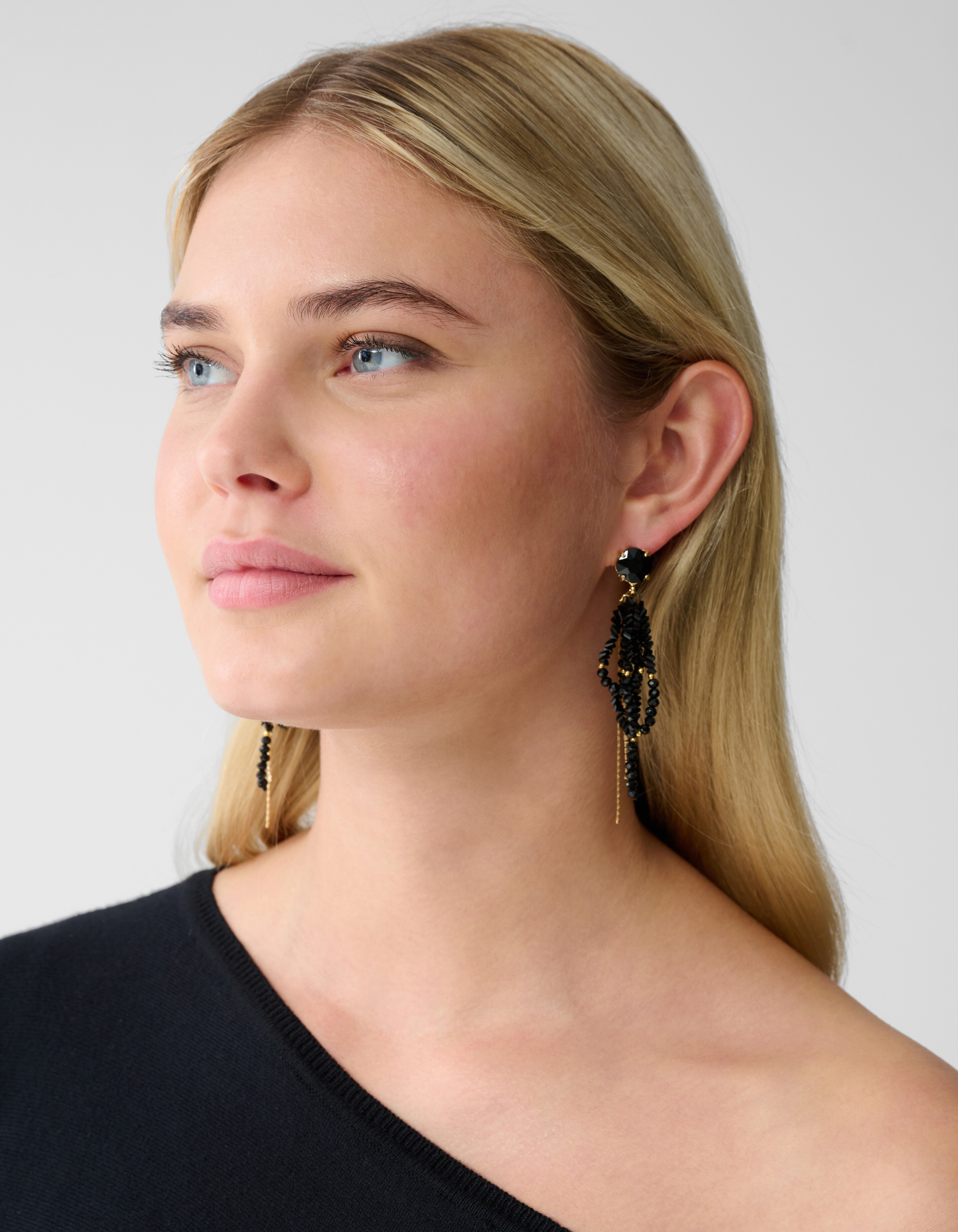 Beaded Strass Oorbellen Zwart SHOEBY ACCESSOIRES