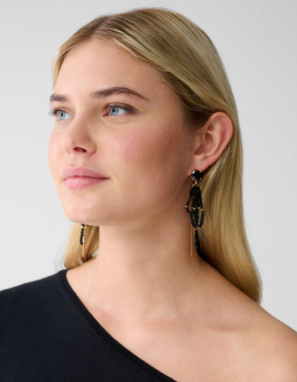 Beaded Strass Oorbellen Zwart SHOEBY ACCESSOIRES