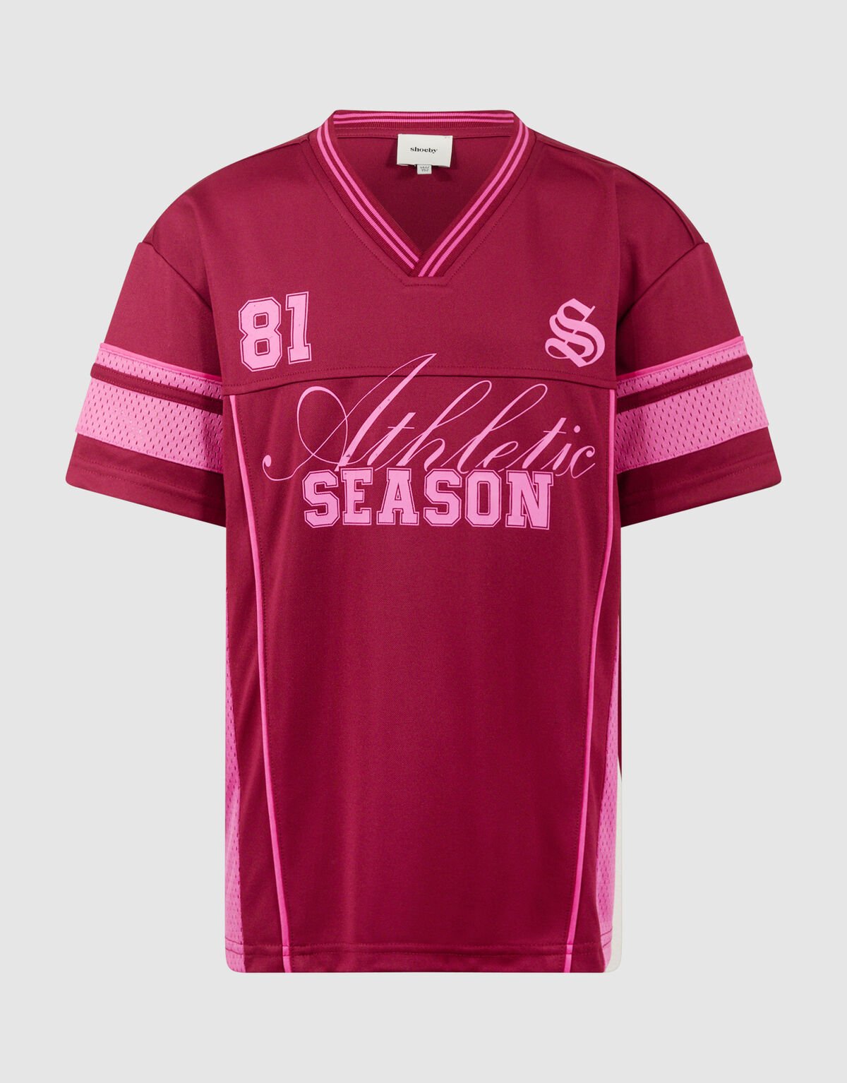 Baseball Mix T-shirt Donkerrood SHOEBY GIRLS