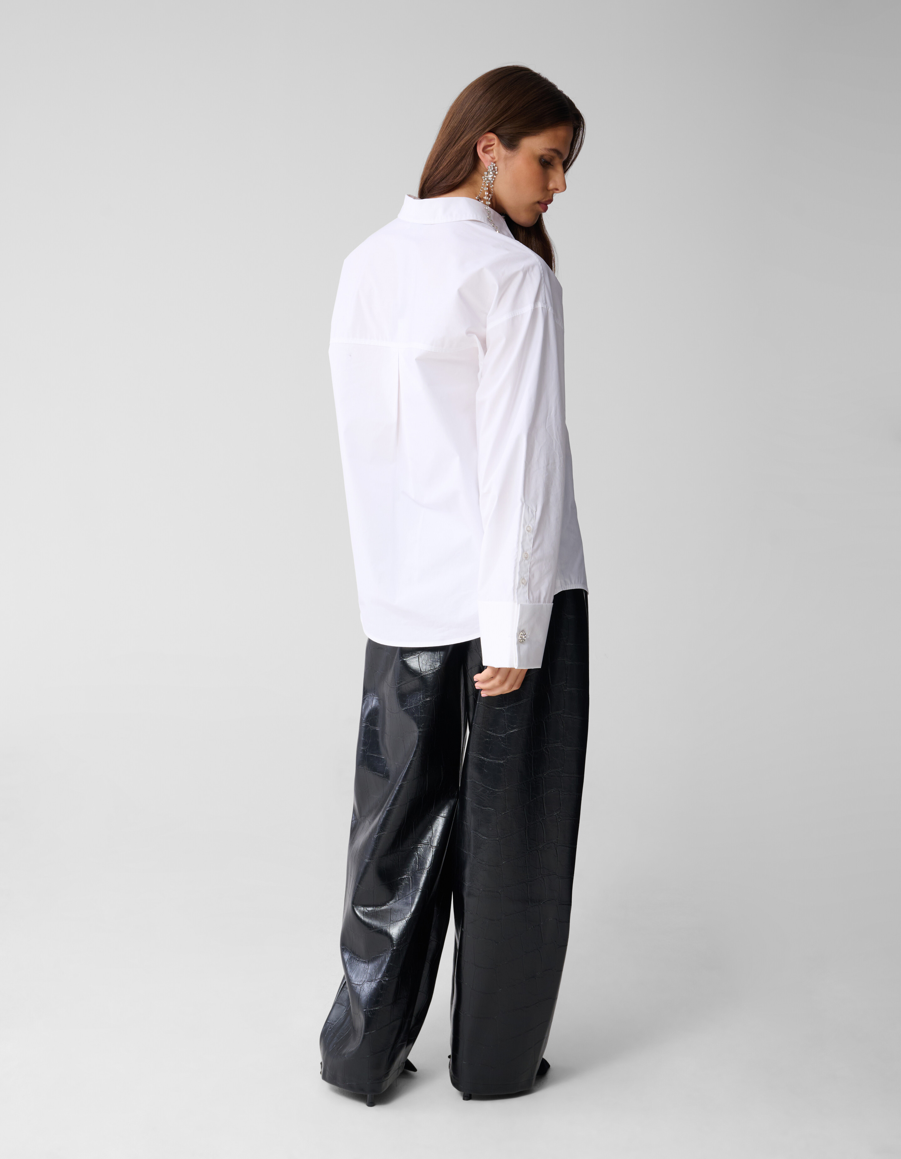 Oversized Poplin Blouse Wit SHOEBY WOMEN