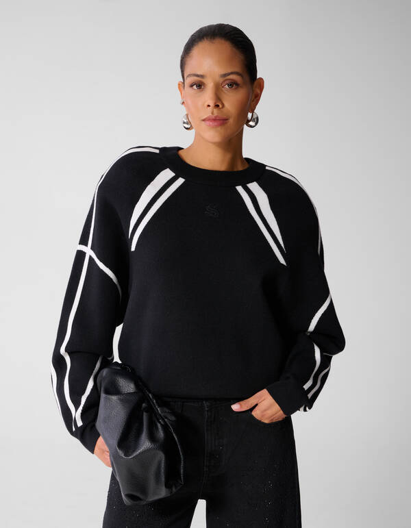 Oversized Sporty Gebreide Trui Zwart SHOEBY WOMEN