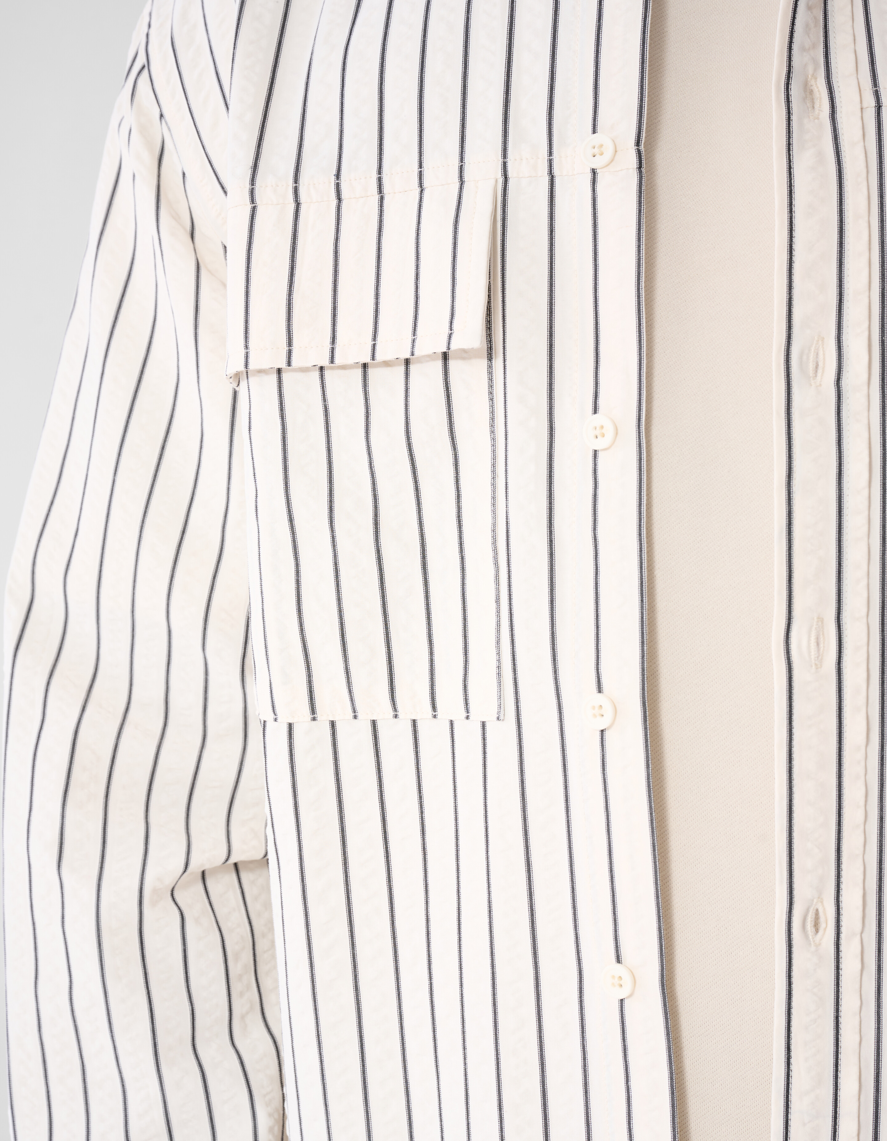 Seersucker Pinstripe Overhemd Gebroken Wit SHOEBY MEN