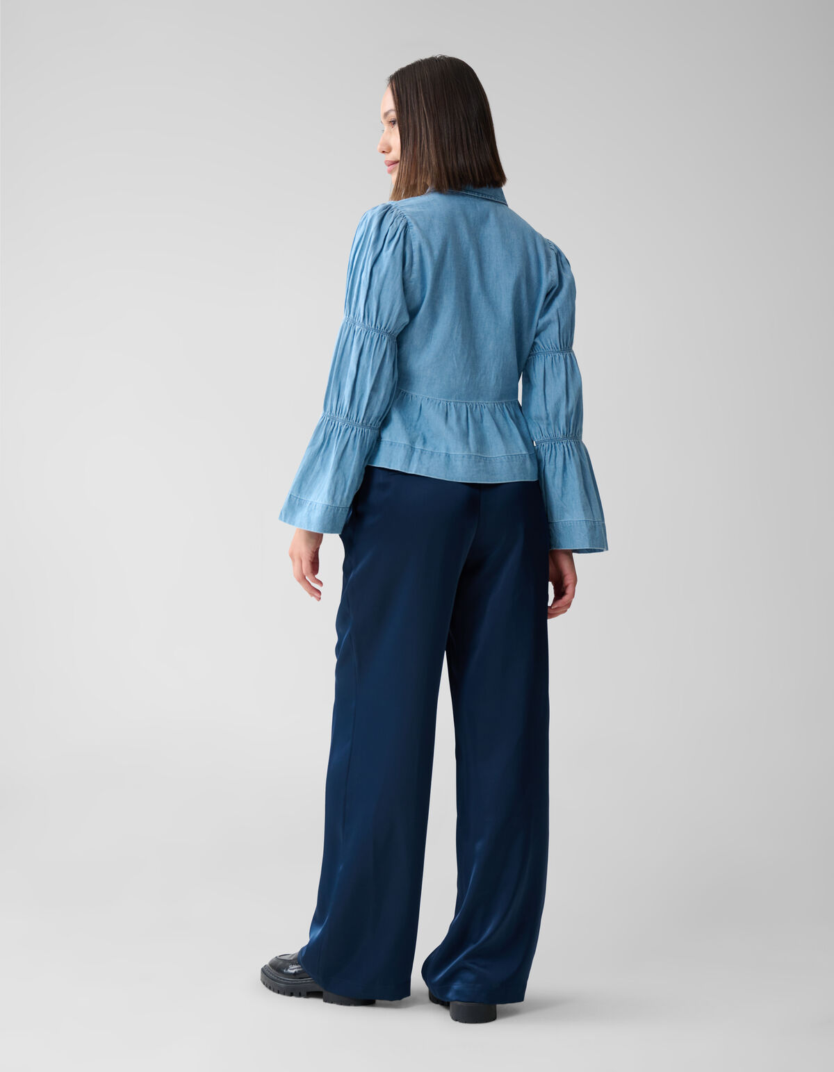 Denim Bow Blouse Blauw SHOEBY WOMEN