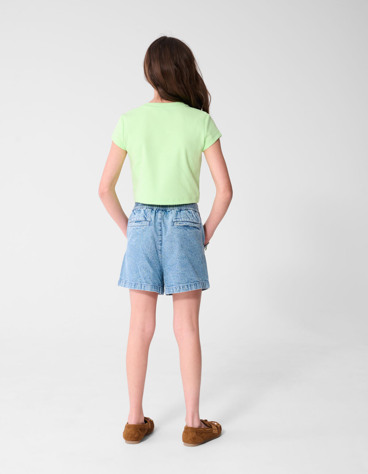 Rib Banana Crop Top Lichtgroen SHOEBY GIRLS