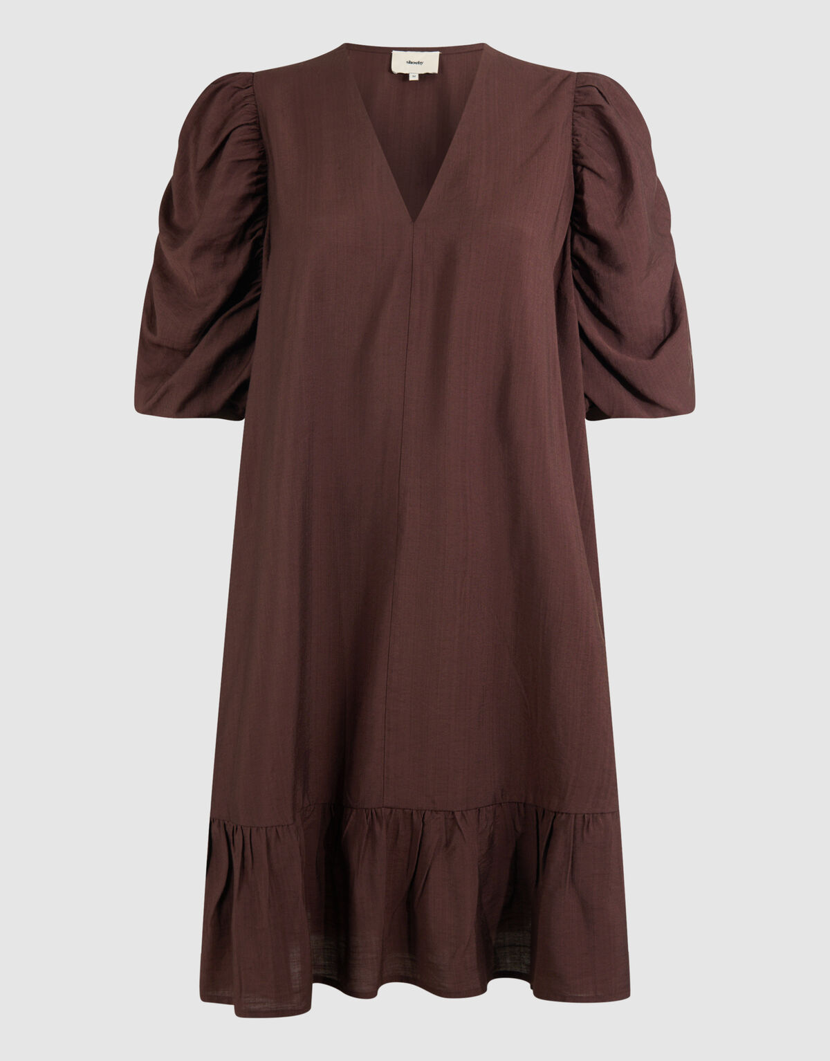 Puffy Sleeve Mini Jurk Bruin SHOEBY WOMEN