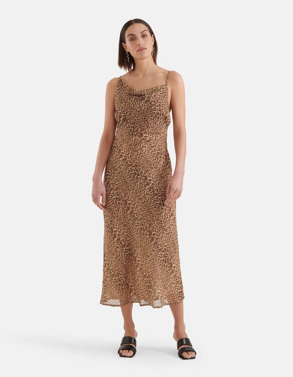 Cheetah Sleek Jurk Bruin SHOEBY WOMEN
