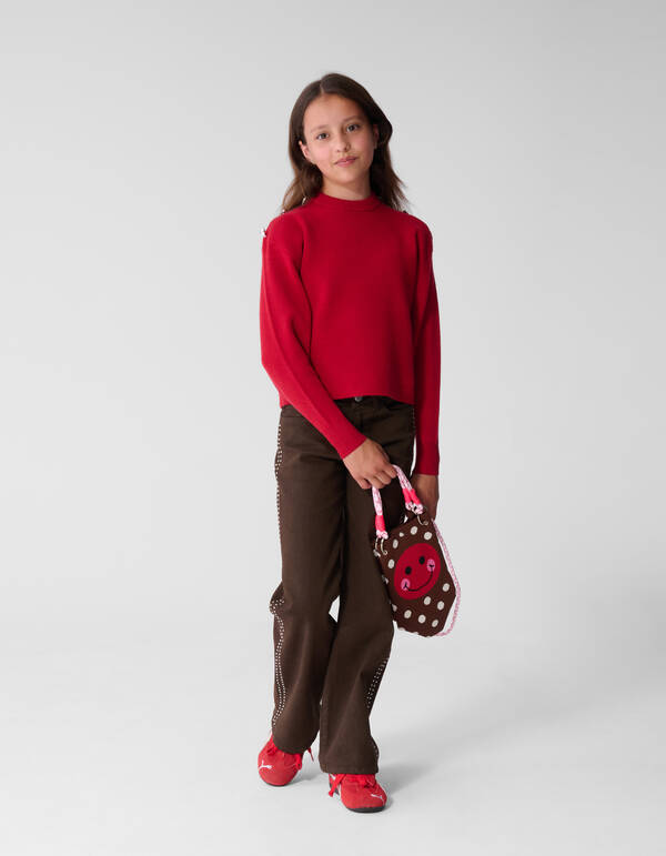 Fancy Button Trui Rood SHOEBY GIRLS