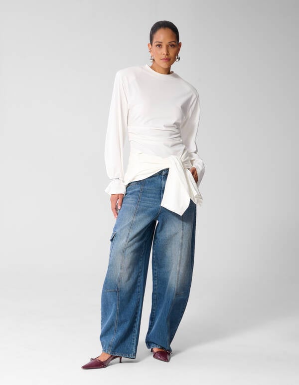 Cargo Barrel Fit Jeans Blauw SHOEBY WOMEN