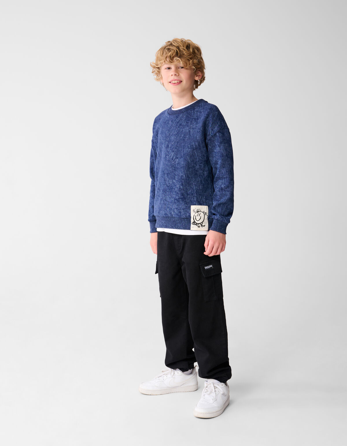 Texture Sweater Blauw SHOEBY BOYS