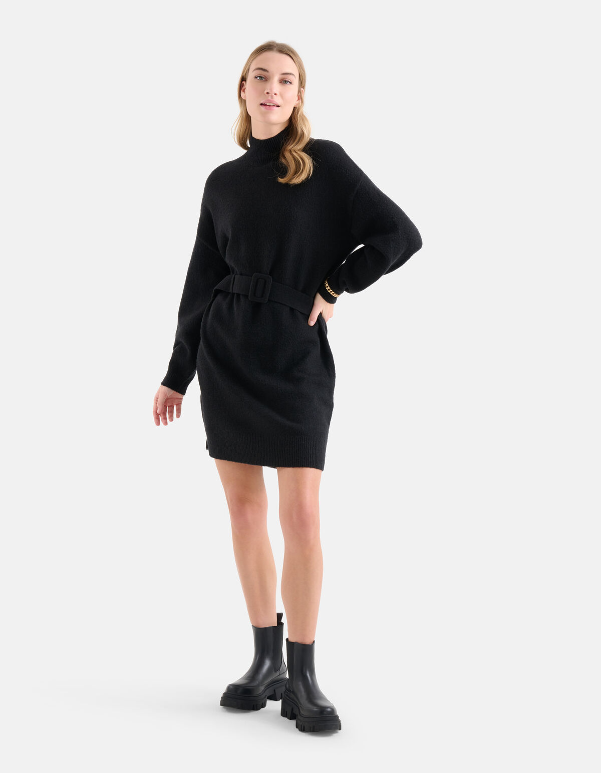 Trui Jurk Met Riem Zwart SHOEBY WOMEN