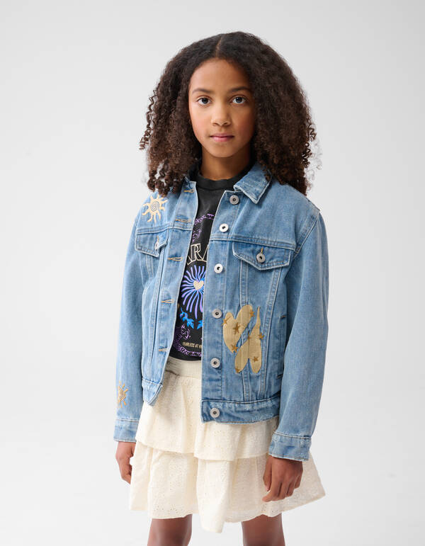 Geborduurd Denim Jack Lichtblauw SHOEBY GIRLS