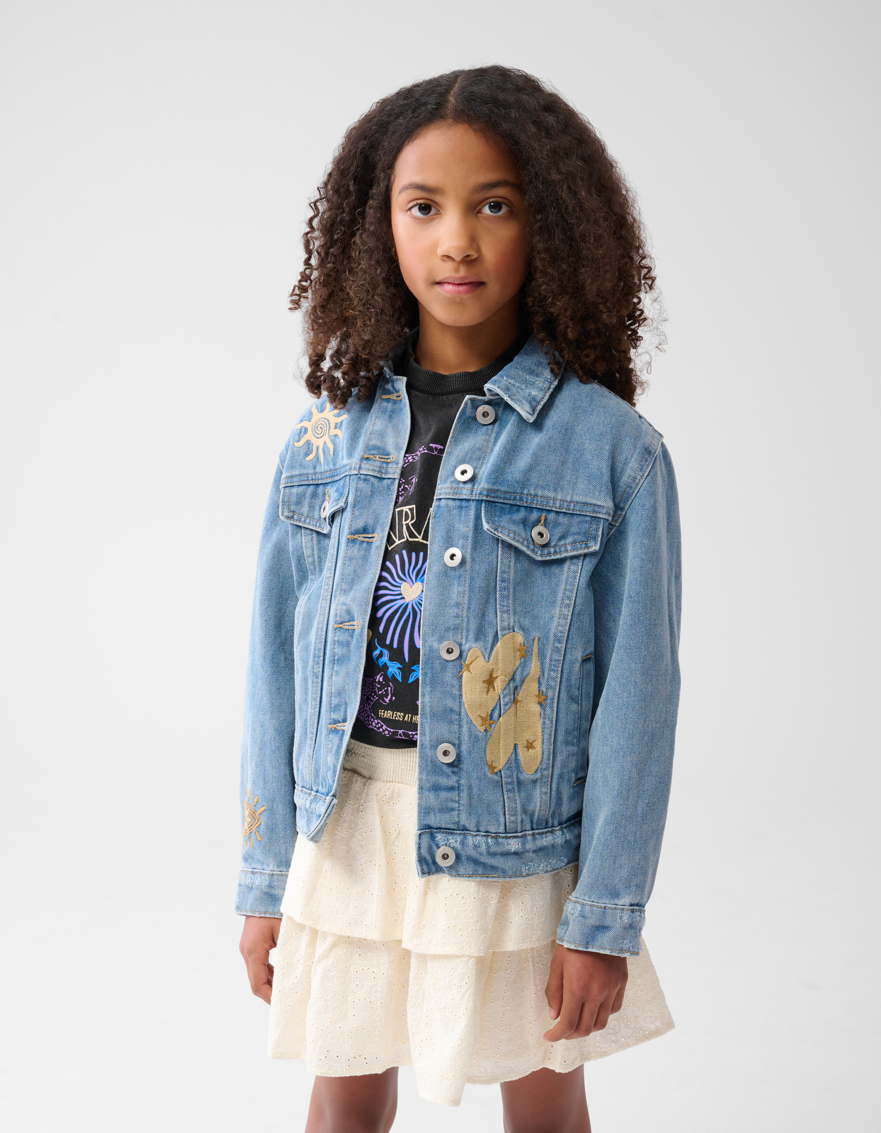 Geborduurd Denim Jack Lichtblauw SHOEBY GIRLS