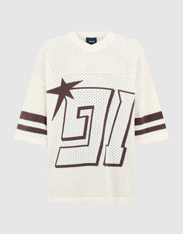 Sporty Mesh T-shirt Gebroken Wit SHOEBY BOYS