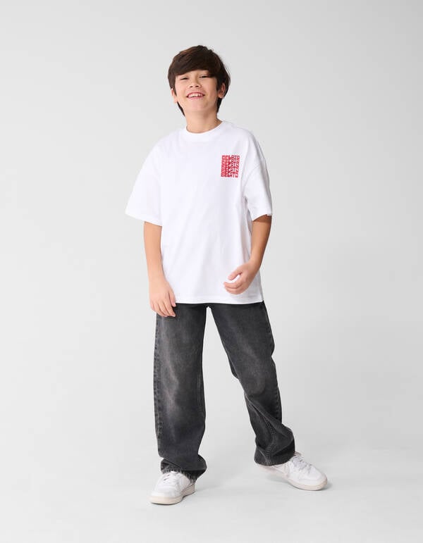 Baggy Fit Jeans Donkergrijs SHOEBY BOYS