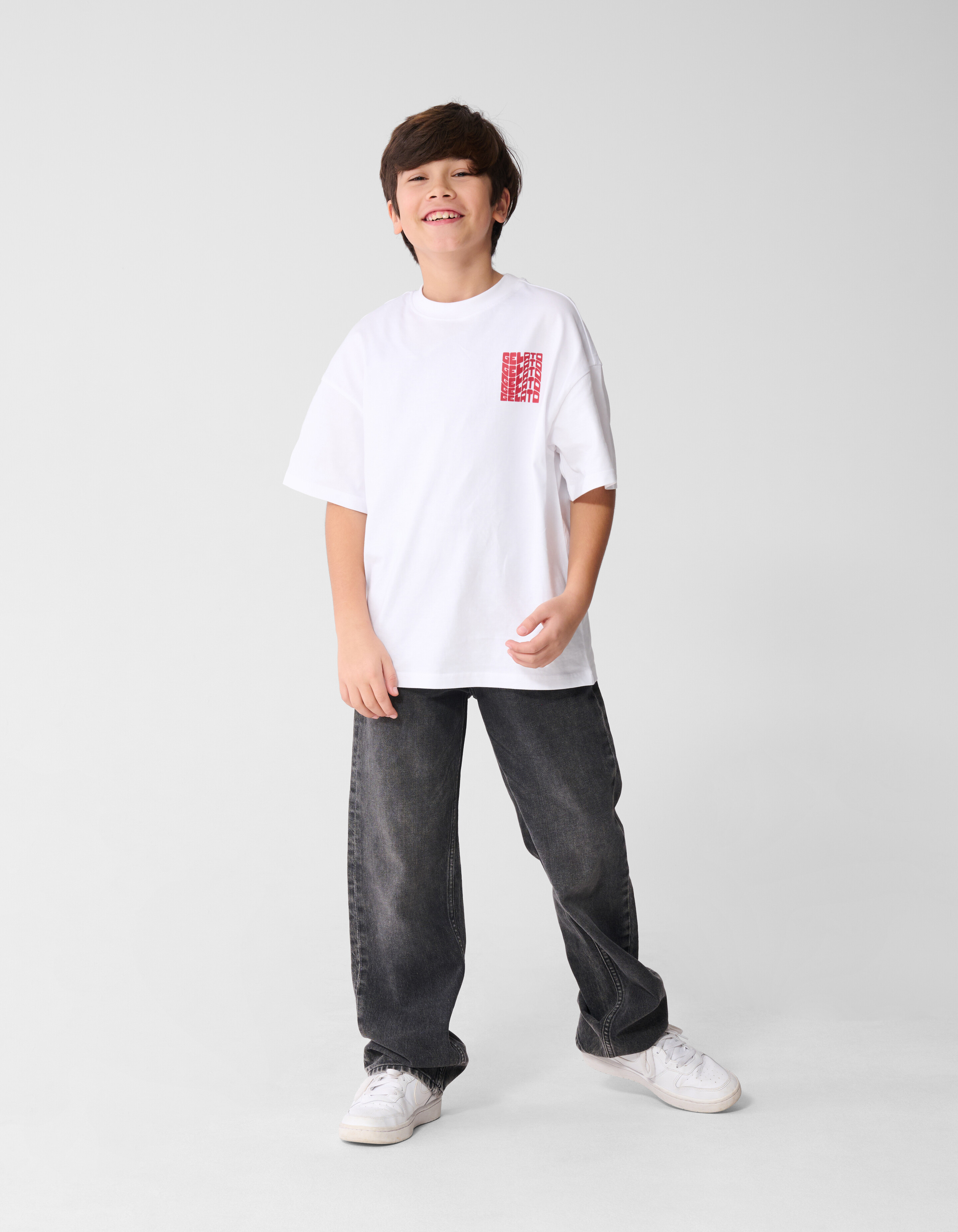 Baggy Fit Jeans Donkergrijs SHOEBY BOYS