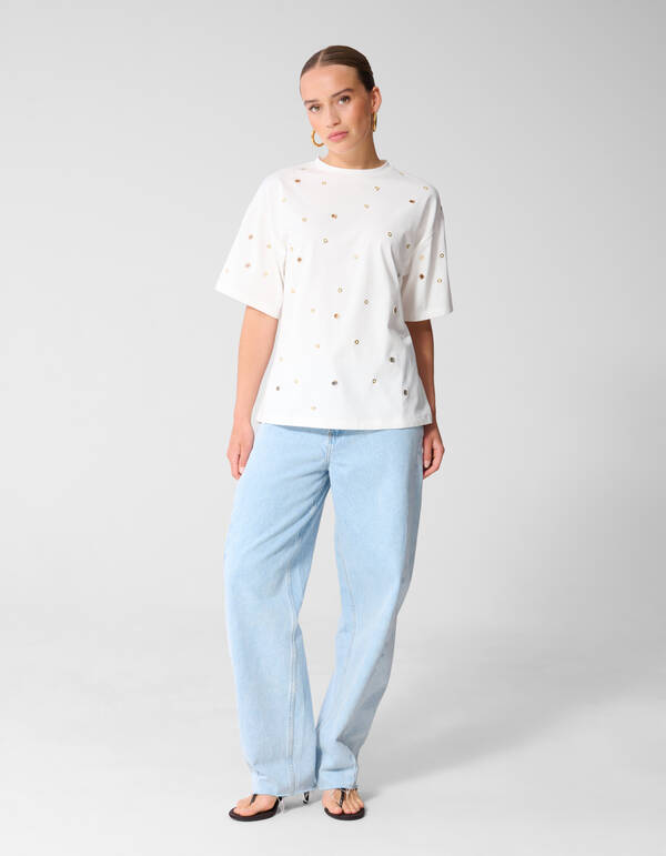 Oversized Eyelet T-shirt Wit SHOEBY WOMEN