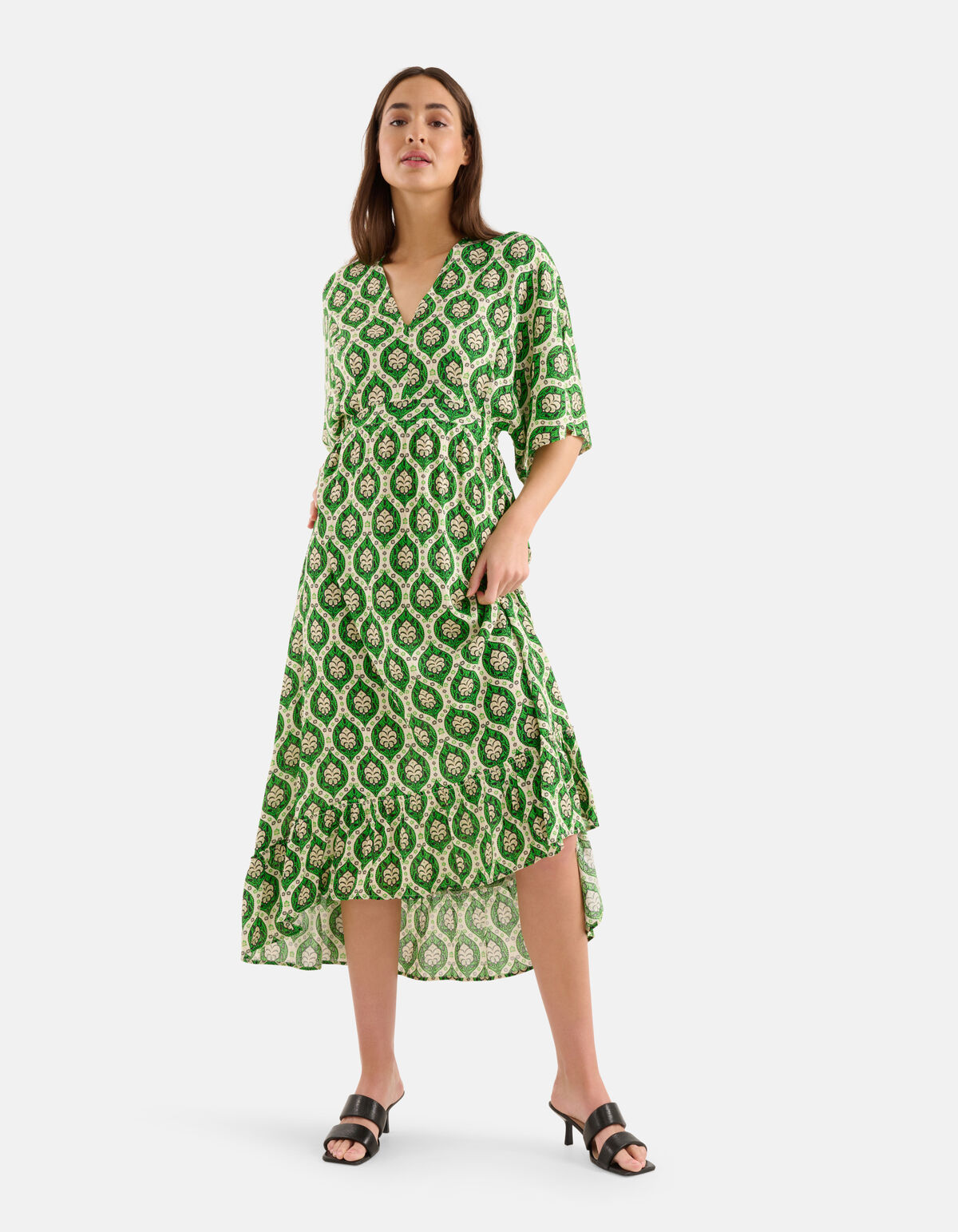 Grafische Lurex Maxi Jurk Groen SHOEBY WOMEN