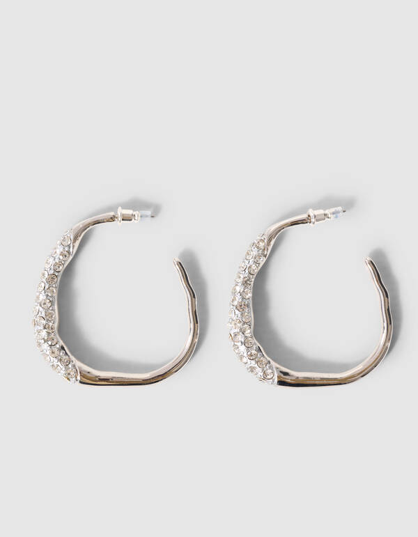 Strass Oorringen Zilver SHOEBY ACCESSOIRES