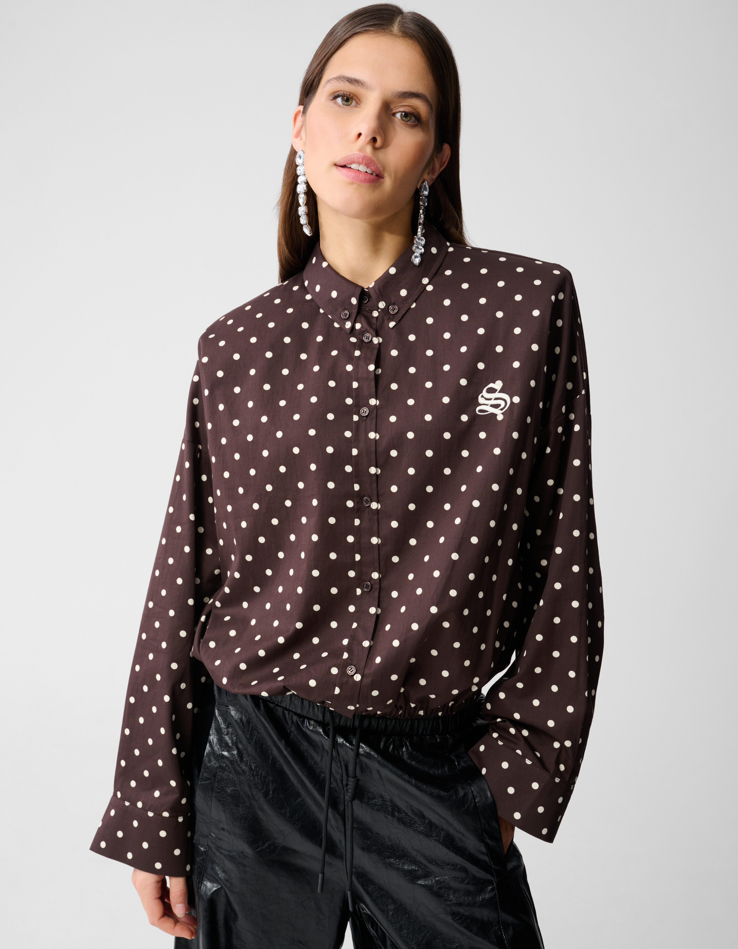 Polkadot Blouse Donkerbruin SHOEBY WOMEN