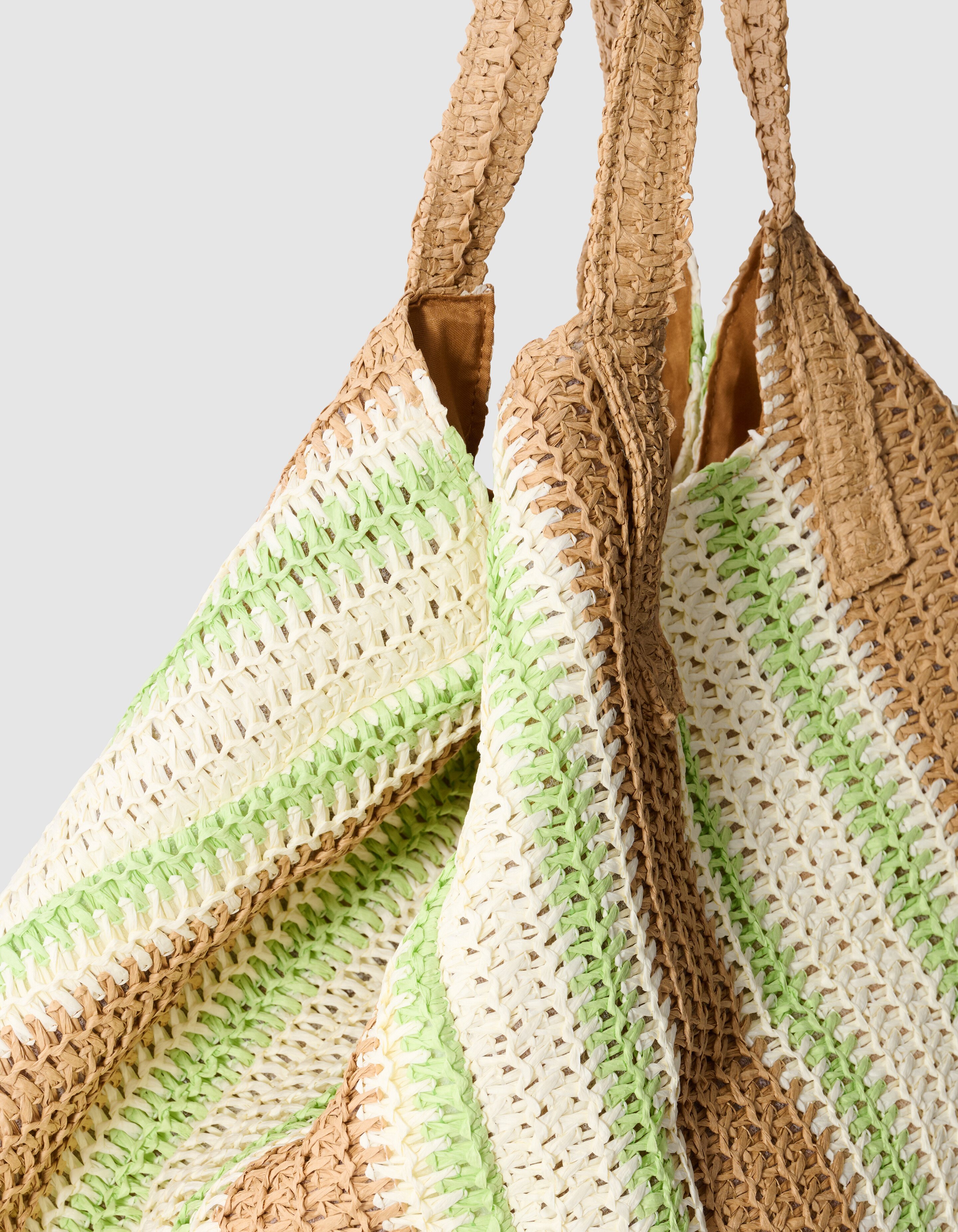 Gebreide Strandshopper Lichtgroen/Taupe SHOEBY ACCESSOIRES