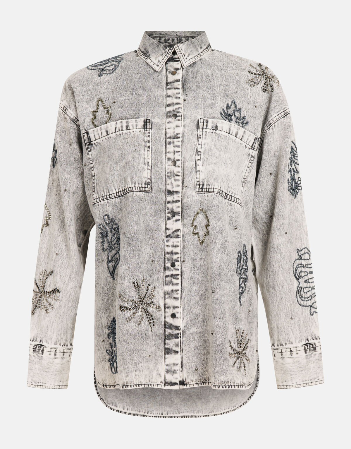 Embellished Denim Blouse Grijs SHOEBY WOMEN