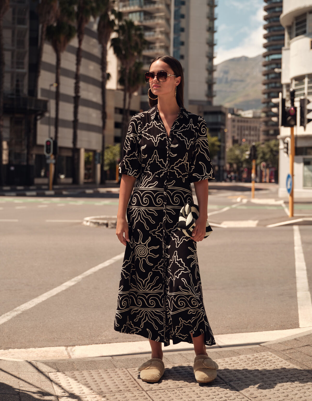 Printed Maxi Jurk Zwart SHOEBY WOMEN