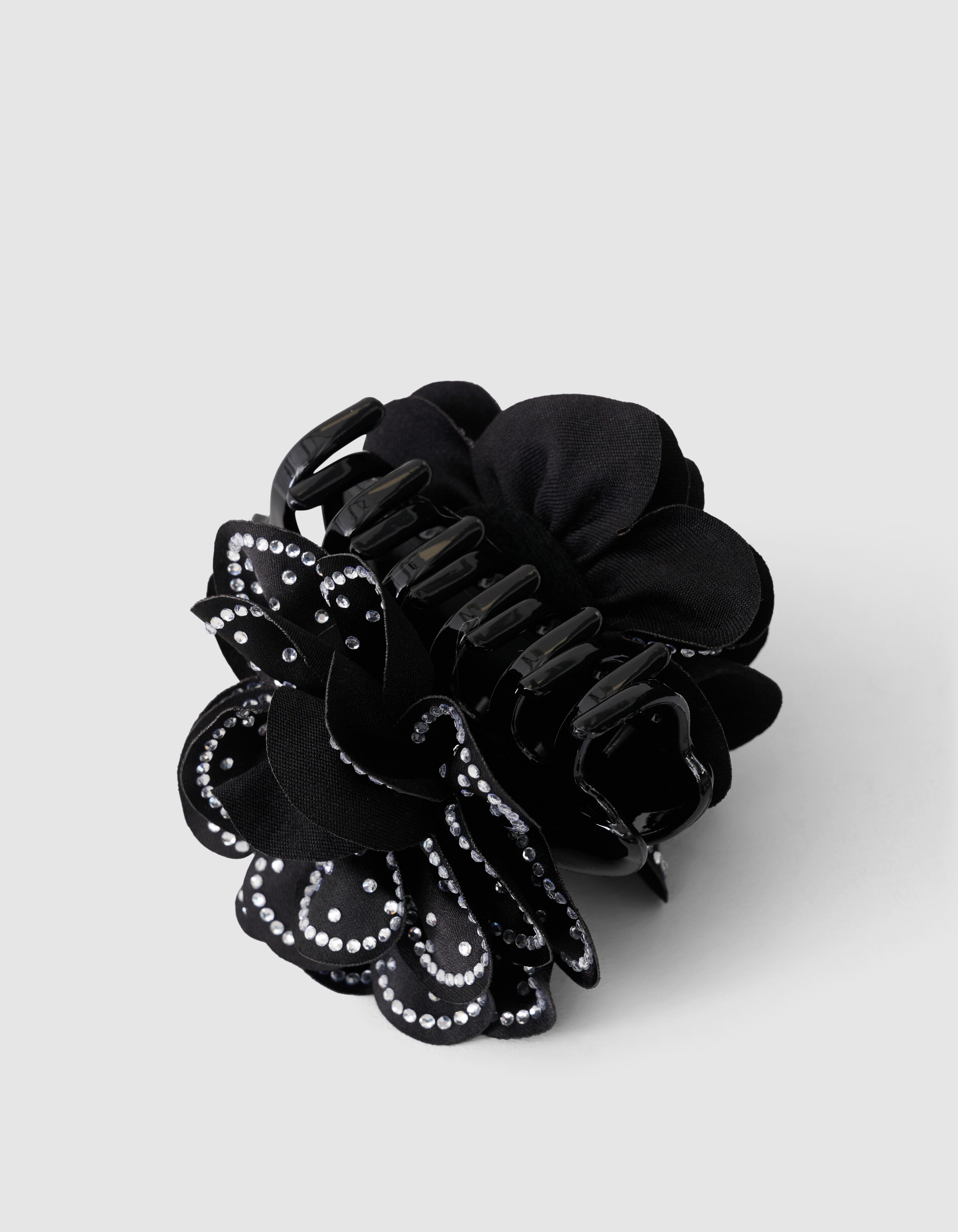 Strass Flower Haarclip Zwart SHOEBY ACCESSOIRES