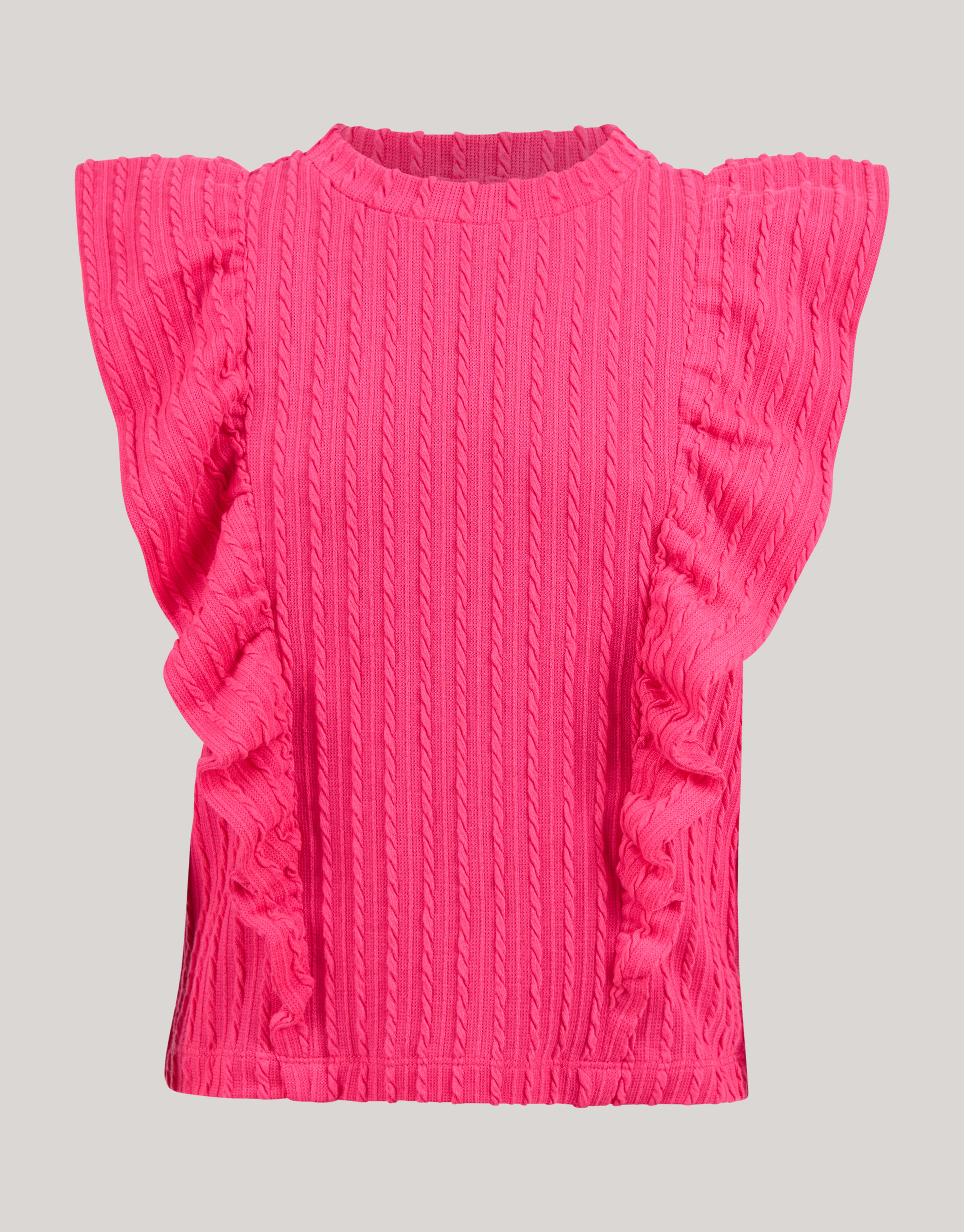 Ruffle Rib Top Roze SHOEBY GIRLS