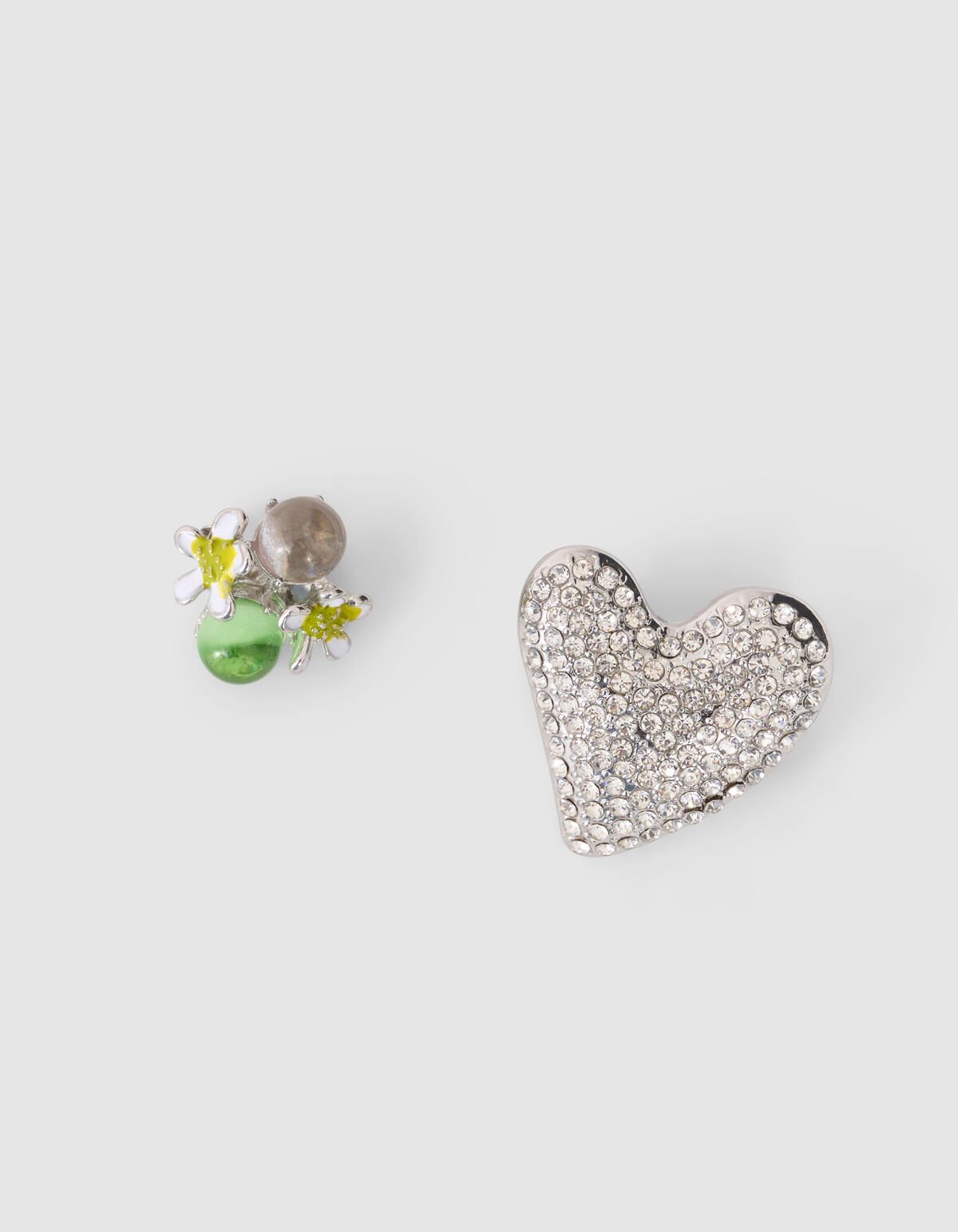 Heart Strass Broche Set Zilver SHOEBY ACCESSOIRES